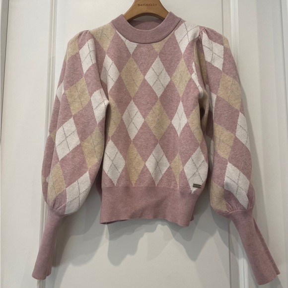 Buffalo David Bitton Pink and Cream Argyle Sweater - Picture 8 of 13